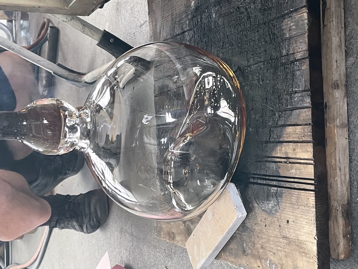 Glass blowing — vessel taking shape