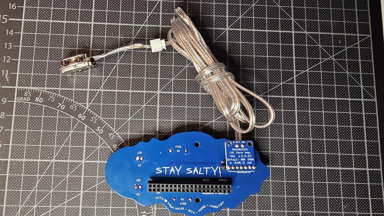 Board with the transducer connected