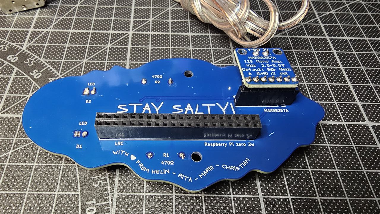 Close-up of the finished board