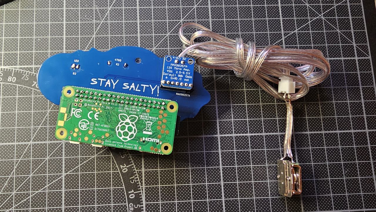 Pi plugged onto the board, seen from the bottom